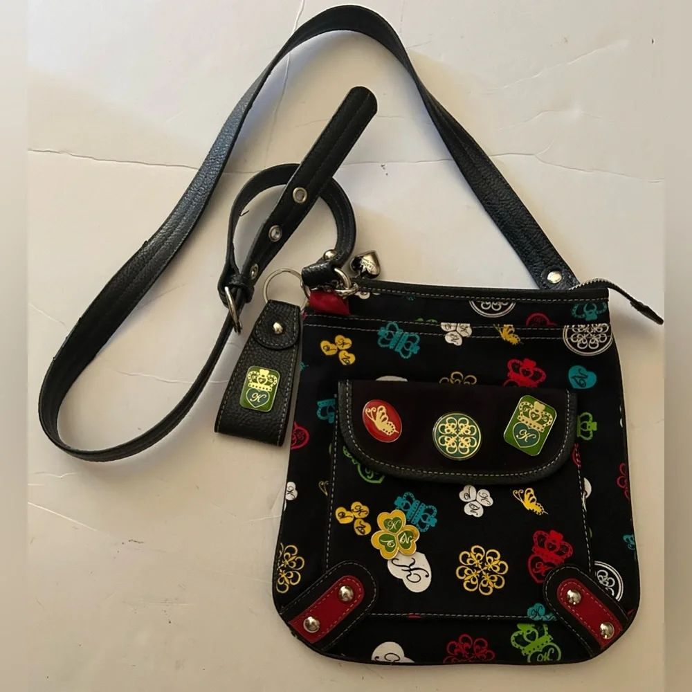 Kathy Van Zeeland Crossbody
Cloth Handbag, Black And Multicolored, with Charms